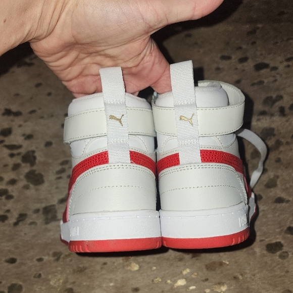 Puma Kids High-Top Sneakers - White and Red - Picture 4 of 9